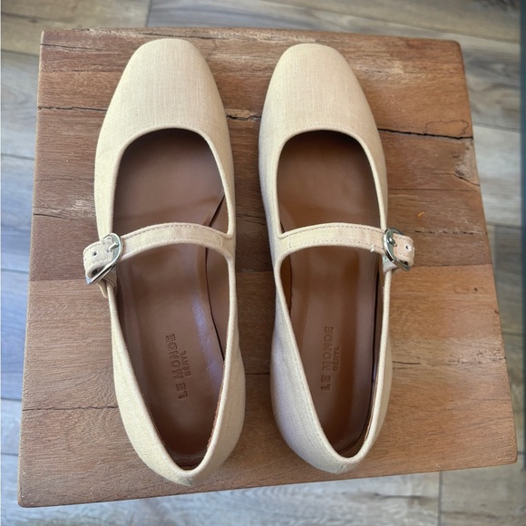 Le Monde Beryl Mary Jane Linen Flats Beige size 38 - Picture 7 of 9